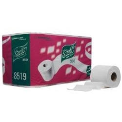 Toaletne wc rolice bele 2sl. 350l, 8x8/1, reciklirane KC, Ecolabel, list 9,5x12cm